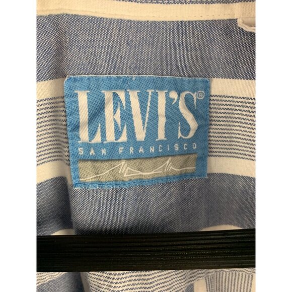 Levis San Francisco Mens XL Blue & White Striped Button-Up Shirt - Picture 5 of 7